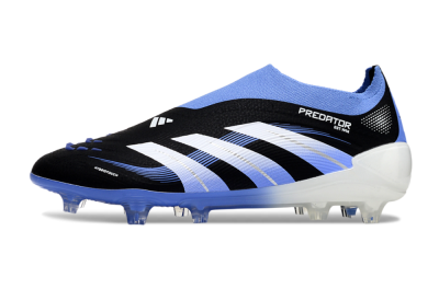 Unisex Adidas Predator 25 Elite Laceless FG Football Boots - Black/Blue/White