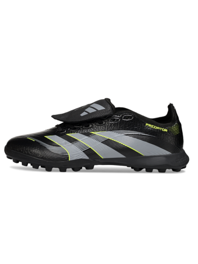 Unisex Adidas Predator 25 Elite Foldover Tongue TF Football Shoes - Black/Grey/Yellow