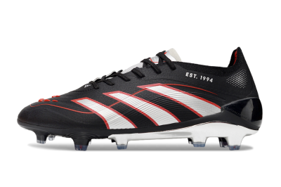 Men's Adidas Predator 25 Elite FG Football Boots - Black/Silver/Red