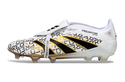 Men's Adidas Predator 25 Elite Foldover Tongue FG Football Boots - White/Black/Gold