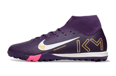 Men's Nike Air Zoom Mercurial Superfly 10 Elite TF Football Shoes - Purple/White/Gold