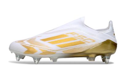 Men's Adidas F50 Elite Laceless SG Football Boots - White/Gold