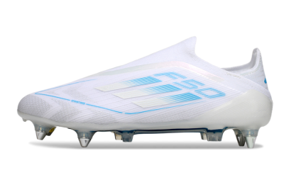 Men's Adidas F50 Elite Laceless SG Football Boots - White/Blue