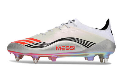 Men's Messi x Adidas F50 Elite SG Football Boots - Silver/Red/Black