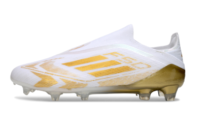Men's Adidas F50 Elite Laceless FG Football Boots - White/Gold