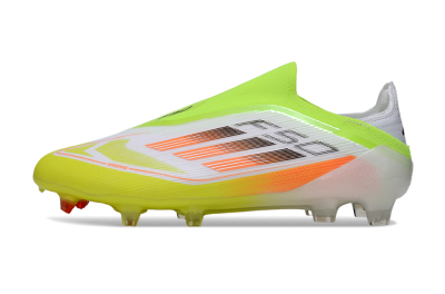 Men's Adidas F50 Elite Laceless FG Football Boots - White/Yellow/Orange