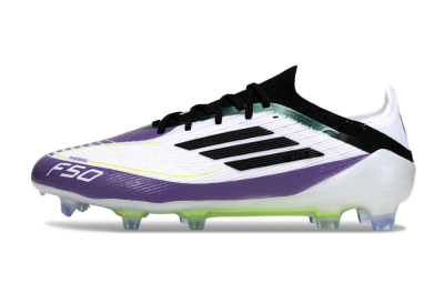 Men's Messi x Adidas F50 Elite FG Football Boots - White/Purple/Black