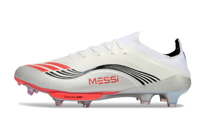 Men's Messi x Adidas F50+ Elite FG Football Boots - Silver/Red/Black