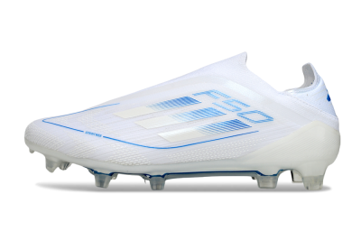 Men's Adidas F50 Elite Laceless FG Football Boots - White/Blue