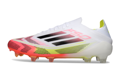 Men's Adidas F50 Elite FG Football Boots - White/Pink/Yellow