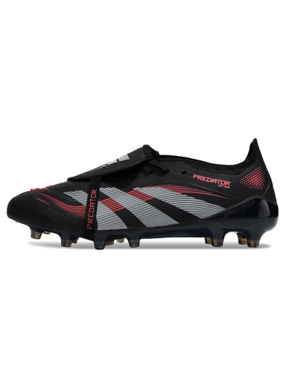 Unisex Adidas Predator 25 Elite Foldover Tongue AG Football Boots - Black/Red/Silver