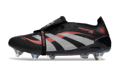 Men's Adidas Predator 25 Elite Foldover Tongue SG Football Boots - Black/Red/Silver