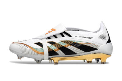 Unisex Adidas Predator 25 Elite Foldover Tongue FG Football Boots - White/Black/Gold