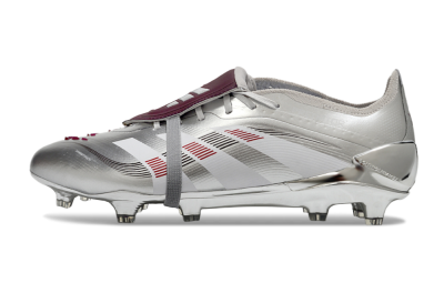 Men's Adidas Predator 25 Elite Foldover Tongue FG Football Boots - Silver/Black/Red