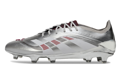 Men's Adidas Predator 25 Elite FG Football Boots - Silver/Black/Red
