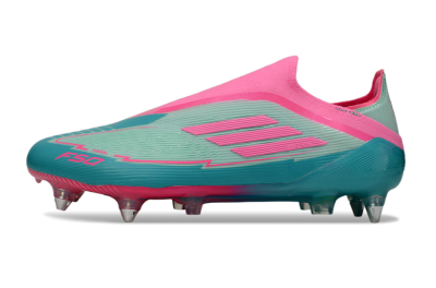 Men's Messi x Adidas F50 Elite Laceless SG Football Boots - Green/Pink