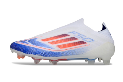 Men's Adidas F50 Elite Laceless FG Football Boots - White/Blue/Red
