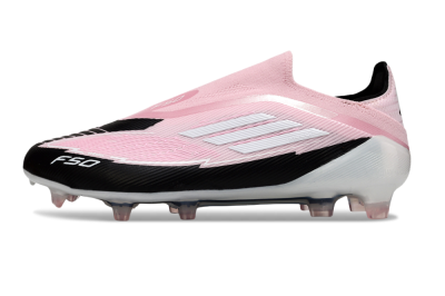 Men's Messi x Adidas F50 Elite Laceless FG Football Boots - Pink/Black/Whtie
