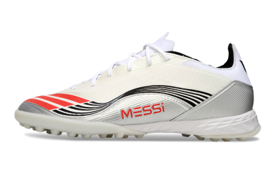 Unisex Messi x Adidas F50 Pro TF Football Shoes - Silver/Red/Black