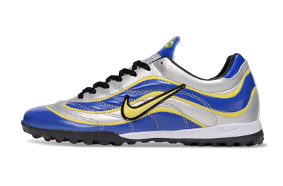 Men's Nike Mercurial R9 TF Football Shoes - Silver/Blue/Yellow