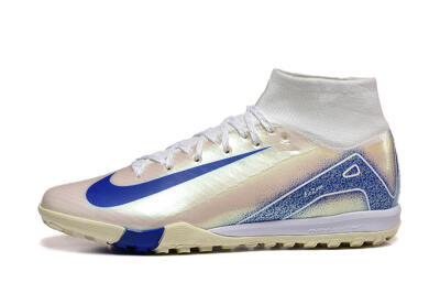 Men's Nike Air Zoom Mercurial Superfly 10 Elite TF Football Shoes - Beige/White/Blue