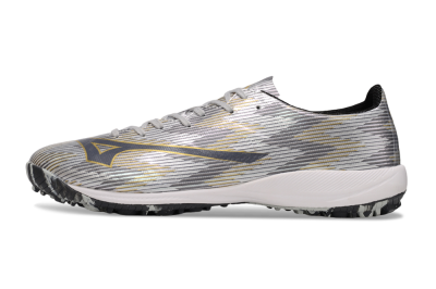 Men's Mizuno Alpha Beta TF Football Shoes - Silver/Grey/Gold