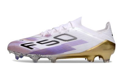 Unisex Adidas F50 Elite FG Football Boots - White/Purple/Black