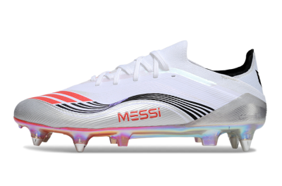 Men's Messi x Adidas F50 Elite SG Football Boots - White/Red/Black