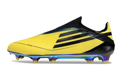 Unisex Adidas F50 Elite Laceless FG Football Boots - Yellow/Black/Gold