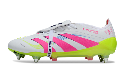 Men's Adidas Predator 25 Elite Foldover Tongue SG Football Boots - White/Pink/Yellow