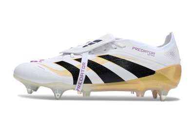 Men's Adidas Predator 25 Elite Foldover Tongue SG Football Boots - White/Black/Gold