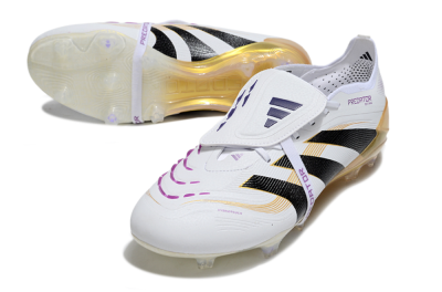 Men's Adidas Predator 25 Elite Foldover Tongue FG Football Boots - White/Black/Gold