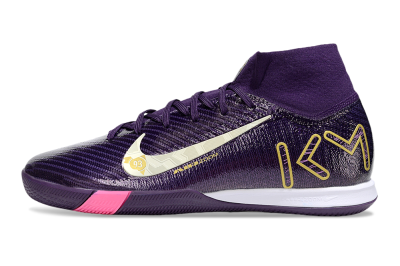 Men's KM x Nike Air Zoom Mercurial Superfly 10 Elite IC Football Shoes - Purple/White/Gold