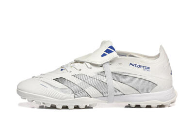 Unisex Adidas Predator 25 Elite Foldover Tongue TF Football Boots - White/Silver/Blue