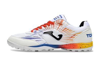 Men's Joma Top Flex TF Football Shoes - White/Blue/Red/Yellow