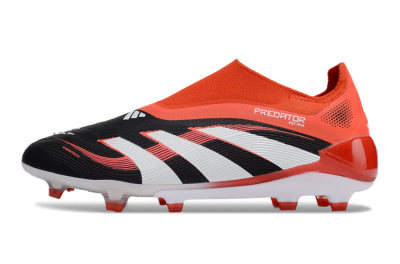 Unisex Adidas Predator 25 Elite Foldover Tongue Laceless FG Football Boots - Black/Red/White