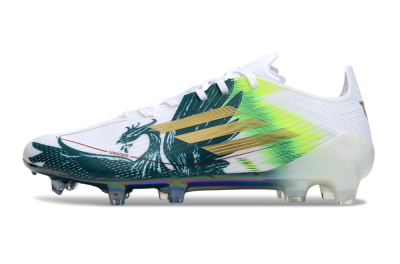 Men's Adidas F50 Elite FG Football Boots - White/Green/Yellow