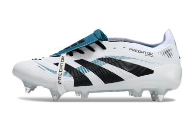 Men's Adidas Predator 25 Elite Foldover Tongue SG Football Boots - White/Black/Blue