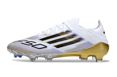 Men's Adidas F50 Elite FG Football Boots - White/Purple/Gold