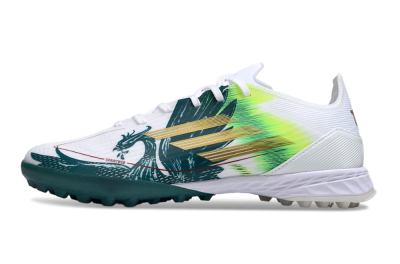 Men's Adidas F50 Pro TF Football Shoes - White/Green/Yellow