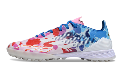 Men's Adidas F50 Pro TF Football Shoes - White/Red/Pink/Blue