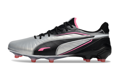 Men's Puma King Ultimate AG Football Boots - Silver/Black/Pink