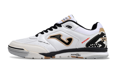 Men's Joma Top Flex IC Football Shoes - White/Black/Brown
