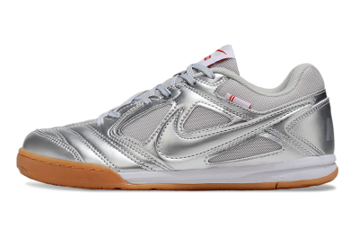 Men's Supreme x Nike SB Gato IC Football Shoes - Silver/White/Brown