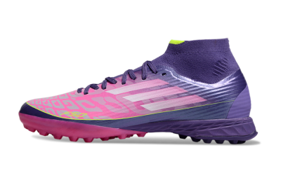 Men's Adidas F50+ Elite Mid TF Football Shoes - Pink/Yellow/Purple