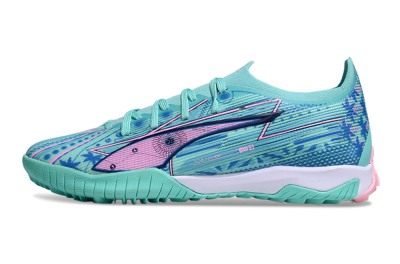 Men's Puma Ultra Ultimate TF Football Shoes - Jade/Blue/Pink