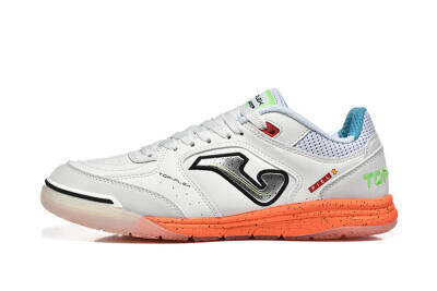 Men's Joma Top Flex IC Football Shoes - White/Silver/Red