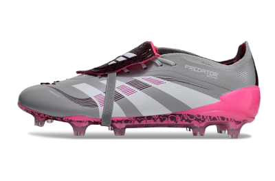 Men's Adidas Predator 25 Elite Foldover Tongue FG Football Boots - Grey/White/Pink