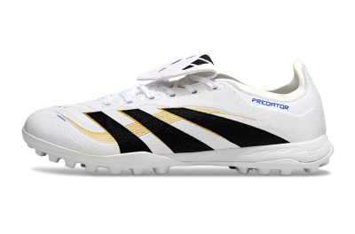 Unisex Adidas Predator 25 Elite Foldover Tongue TF Football Shoes - White/Black/Gold