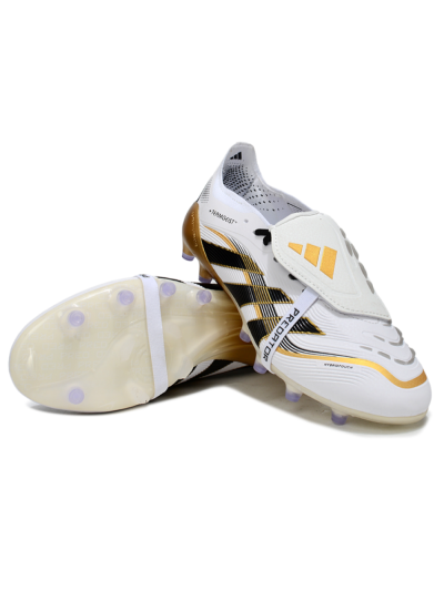 Men's Adidas Predator 25 Elite Foldover Tongue FG Football Boots - White/Black/Gold
